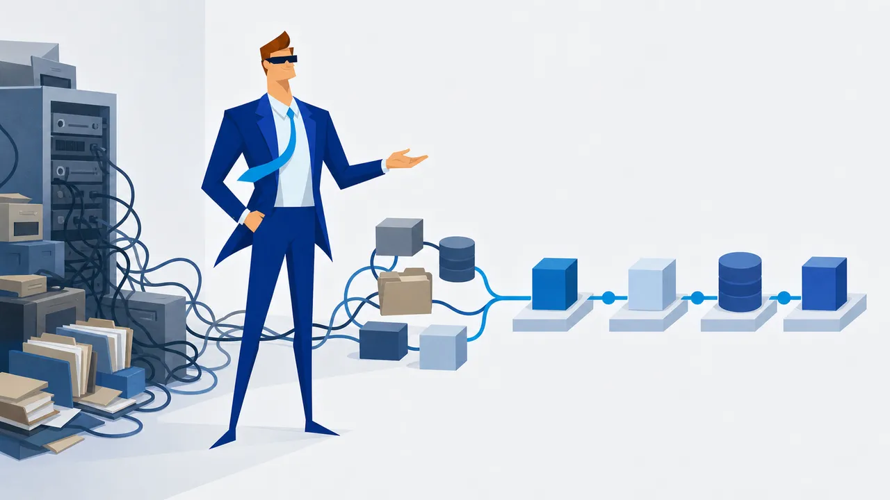 A CloudVault guardian turns a tangled, undocumented legacy hosting setup into a clear migration plan.